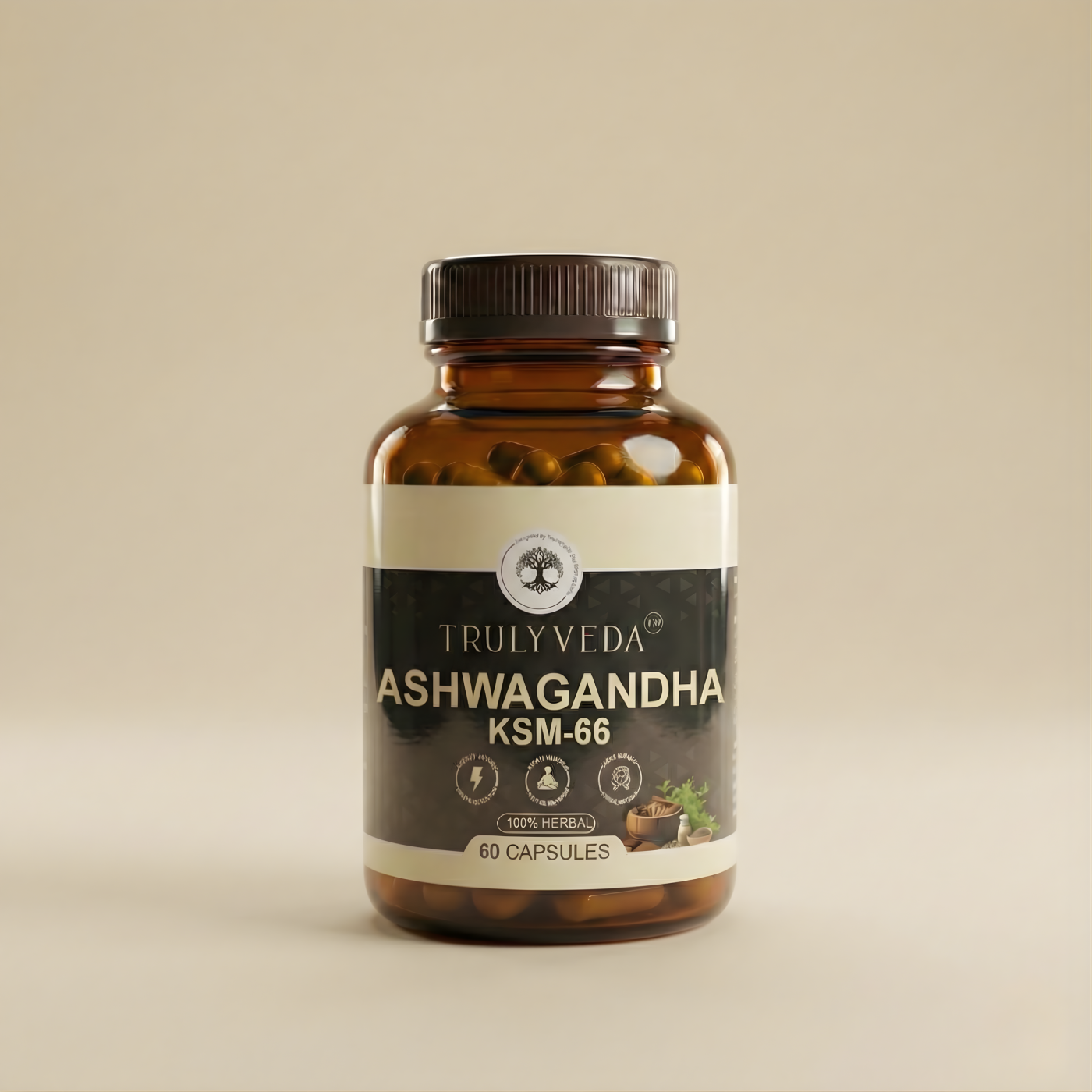 Truly Veda Ashwagandha KSM-66 Capsules – 60 Capsules