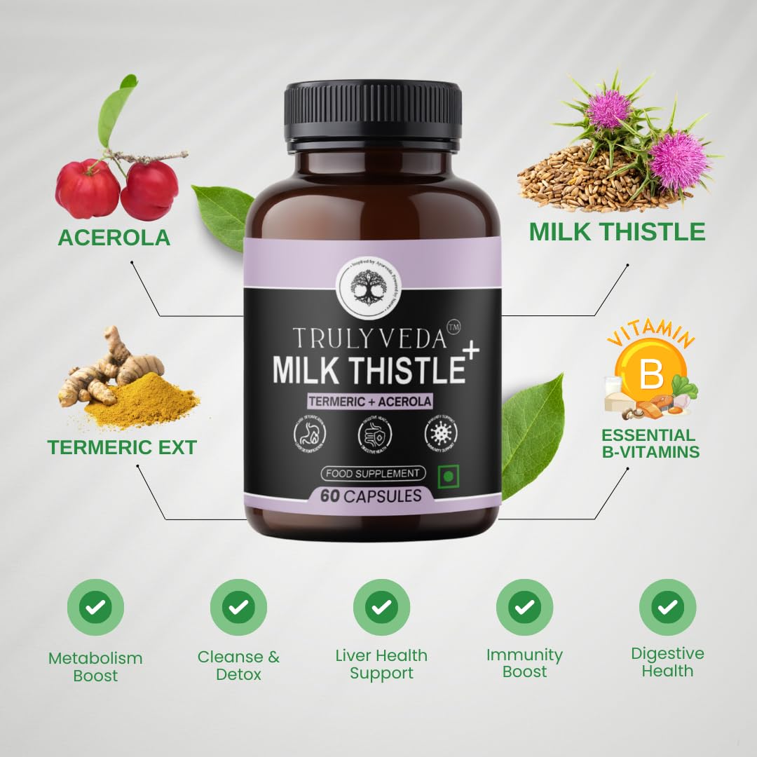 Truly Veda Liver Detox Supplement with Milk Thistle Extract Capsules