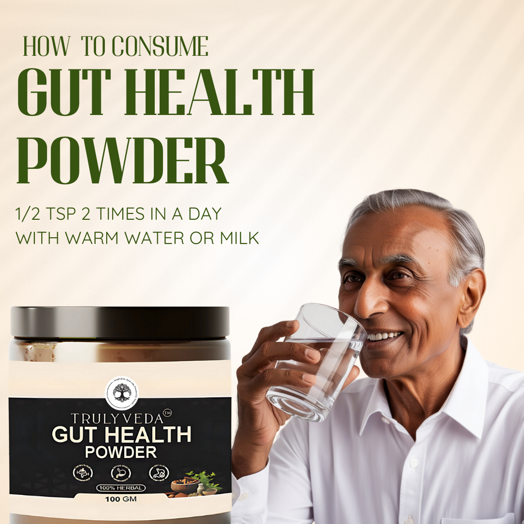 Truly Veda Gut Health Powder for Constipation, Gas, Acidity & Bloating Relief
