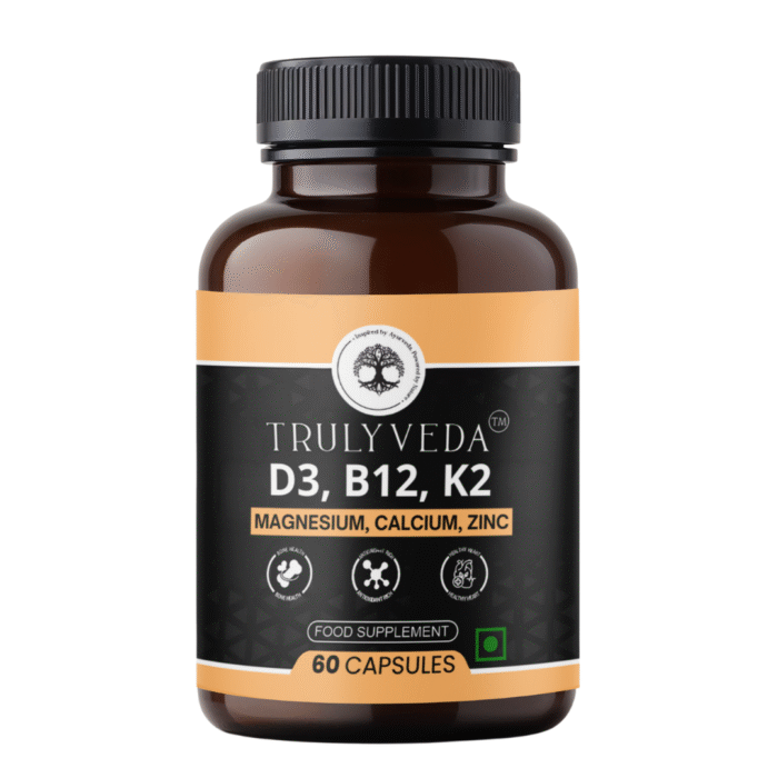 D3, B12 & K120 Vitamins Capsules with Calcium, Magnesium & Zinc