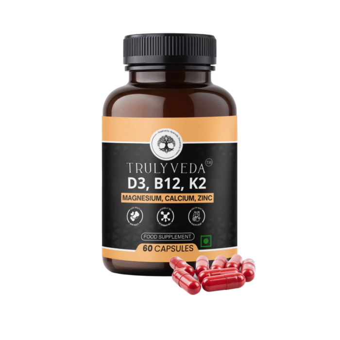 TrulyVeda D3, B12 & K120 Vitamins Capsules with Calcium, Magnesium & Zinc - Image 2